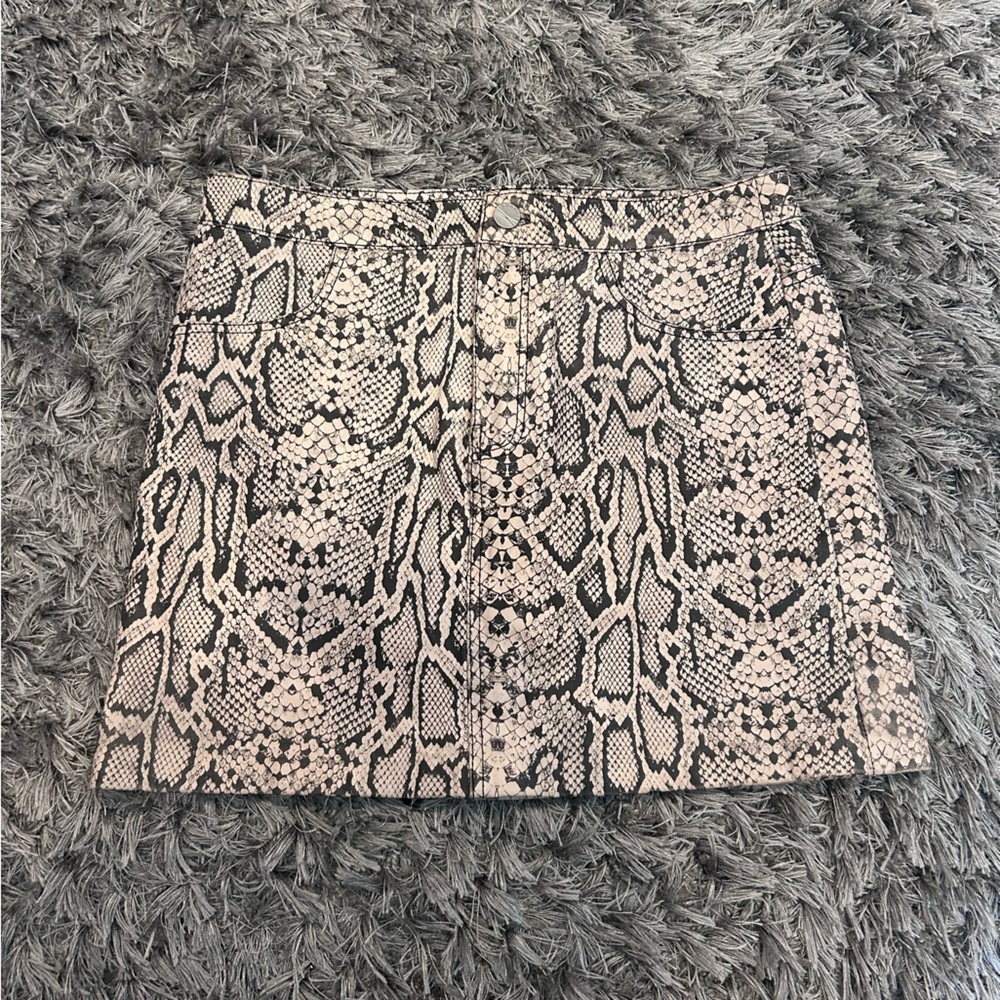 lamarque leather Melora Snake Mini Skirt Brown Snake Print Nwt Size XS